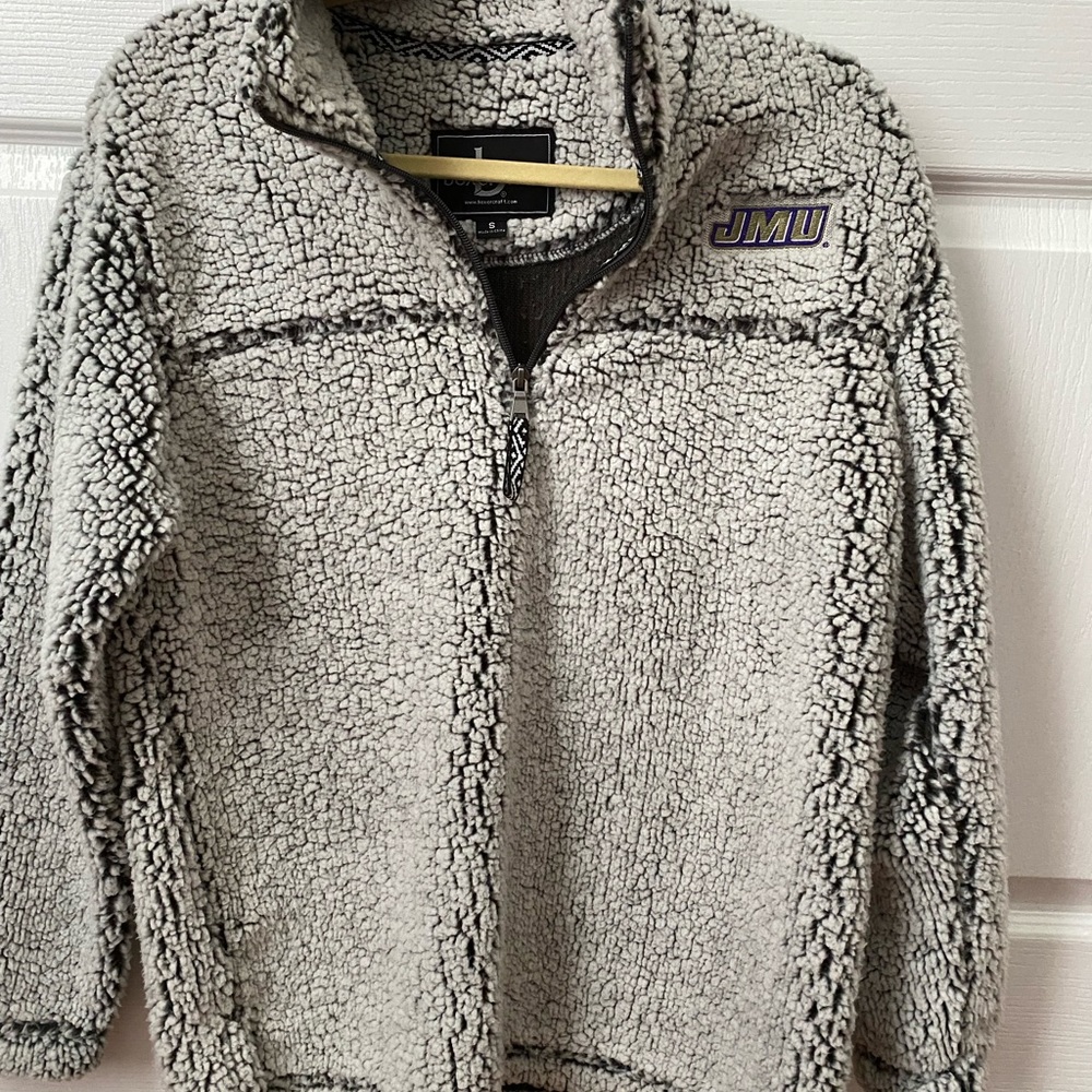 JMU James Madison Fleece Gray Quarter-Zip Size Small Sweatshirt